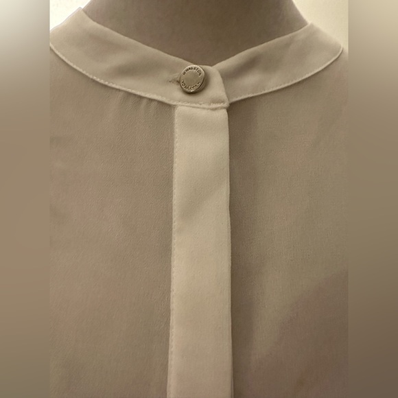 Halston Semi-Sheer White Drape Blouse — Size L/G - NWT - Picture 5 of 15